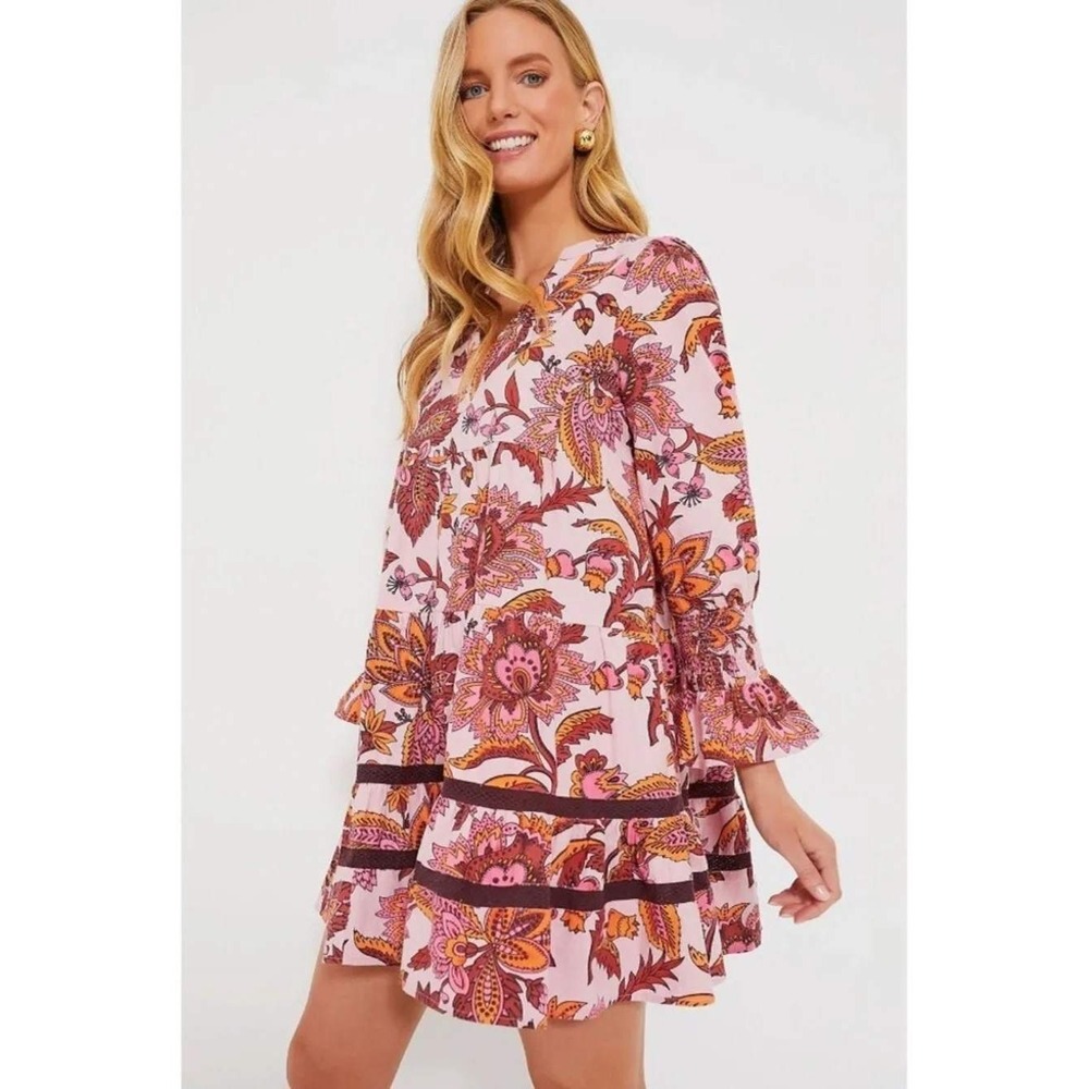 Tuckernuck Dress Large NWT Kenzo Pink Ornate Chintz Floral Long Sleeve Mini